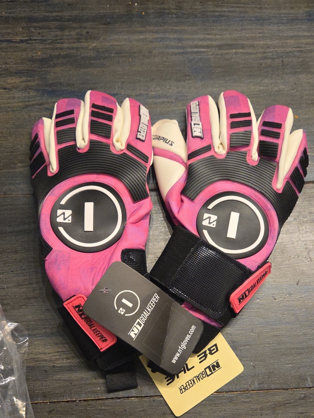Pink and Cream Soccer Gloves Set by